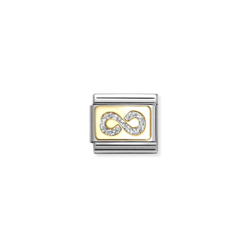 Element stalowy do bransoletki Nomination Symbol nieskończoności z cyrkoniami ze złota 18 karat 030224 06