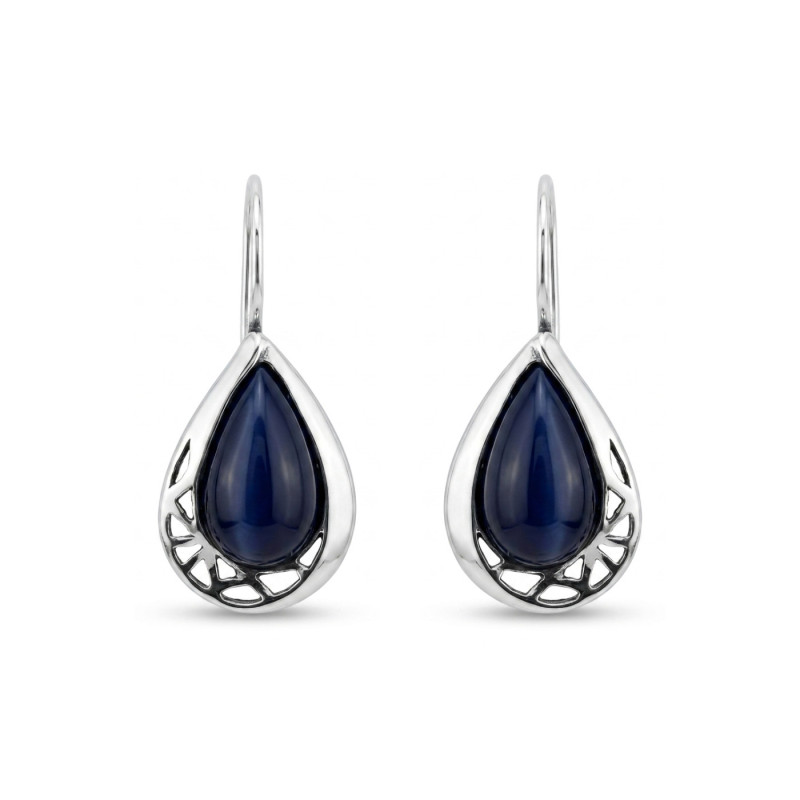 Srebrne kolczyki kropla z niebieskim | Jubiler Sezam