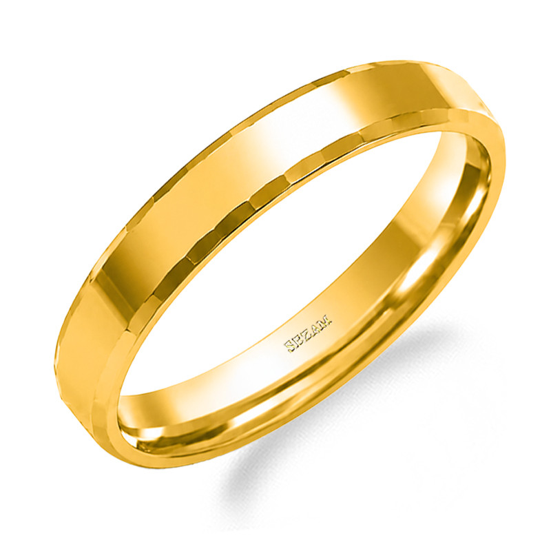 Obrączka ze złota 585 prosta fazowana szerokość 4 mm