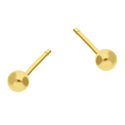 Kolczyki srebrne 925 pozłacane – kulki dmuchane 4 mm