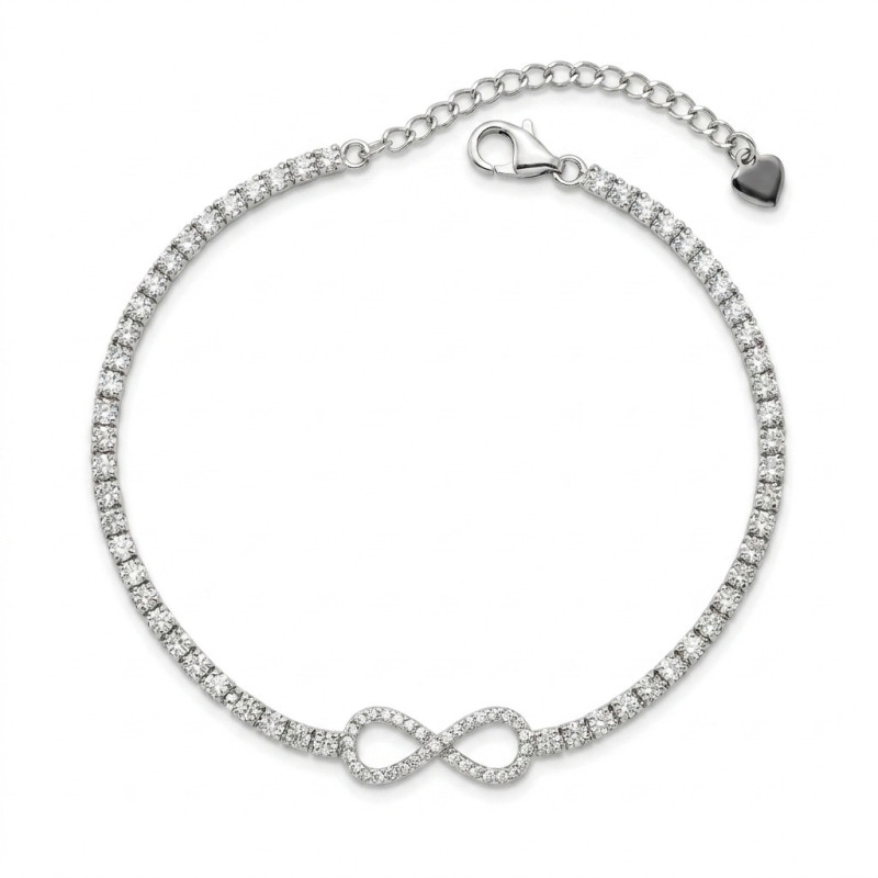 Bransoletka infinity z cyrkoniami tennis, srebro 925