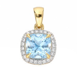 Zawieszka z topazem blue i diamentami, złoto 585