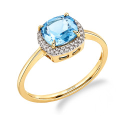 Pierścionek z topazem blue i diamentami, złoto 585