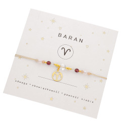 Bransoletka ze znakiem zodiaku Baran- kamień księżycowy, kryształy Swarovski srebro 925