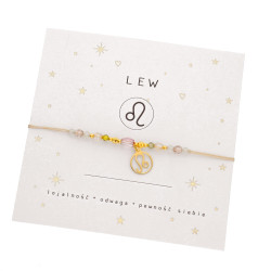 Bransoletka ze znakiem zodiaku Lew- prehnit, cyrkonia, srebro 925