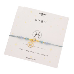 Bransoletka ze znakiem zodiaku Ryby- akwamaryn, awenturyn, srebro 925
