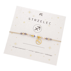 Bransoletka ze znakiem zodiaku Strzelec- iolit, cyrkonia, srebro 925