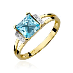 Pierścionek topaz Swiss 1,40ctbryl.0,03ct BE W0103 TO kwadrat Au 585 BRYL
