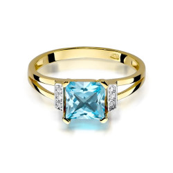 Pierścionek topaz Swiss 1,40ctbryl.0,03ct BE W0103 TO kwadrat Au 585 BRYL