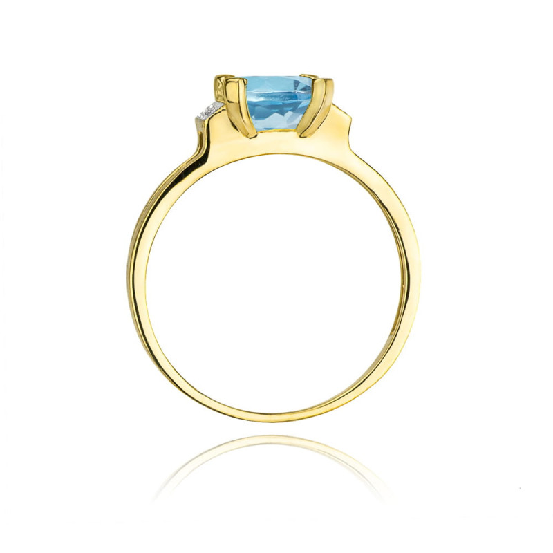 Pierścionek topaz Swiss 1,40ctbryl.0,03ct BE W0103 TO kwadrat Au 585 BRYL