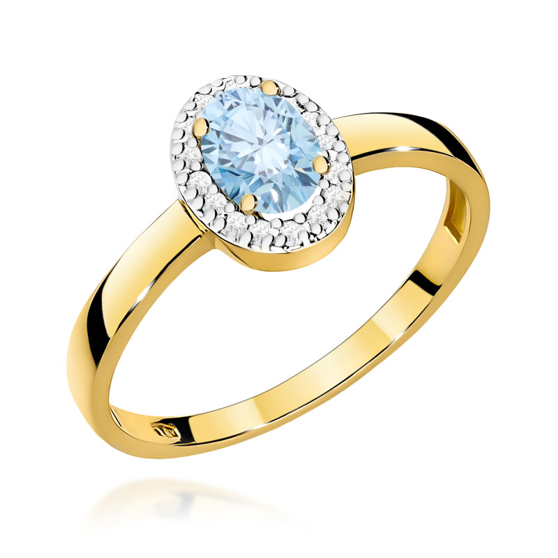 Pierścionek LGD Oval nieb.0,50ctbryl.0,08ct KB W-0330 LAB owal Markiza Au 585 BRYL