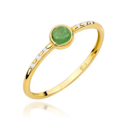 Pierścionek turmalin green 0,30ctbryl.0,03c BE W0597 TURM Green cushion Au 585 BRYL
