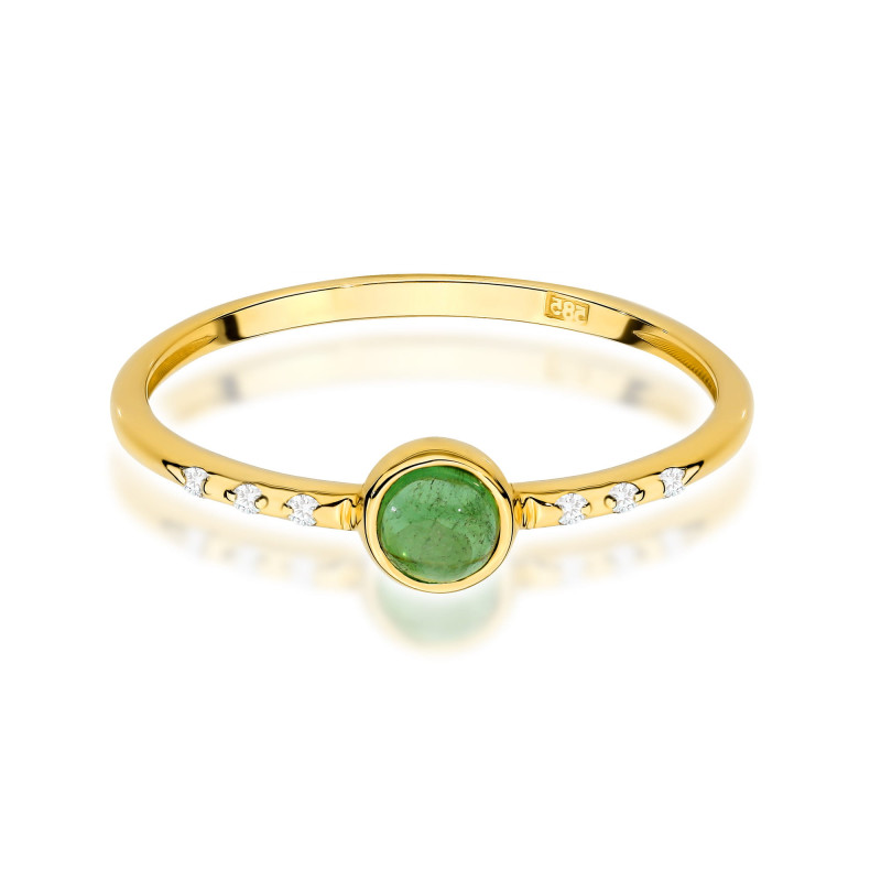 Pierścionek turmalin green 0,30ctbryl.0,03c BE W0597 TURM Green cushion Au 585 BRYL