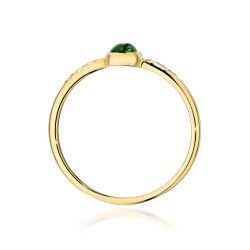 Pierścionek turmalin green 0,30ctbryl.0,03c BE W0597 TURM Green cushion Au 585 BRYL