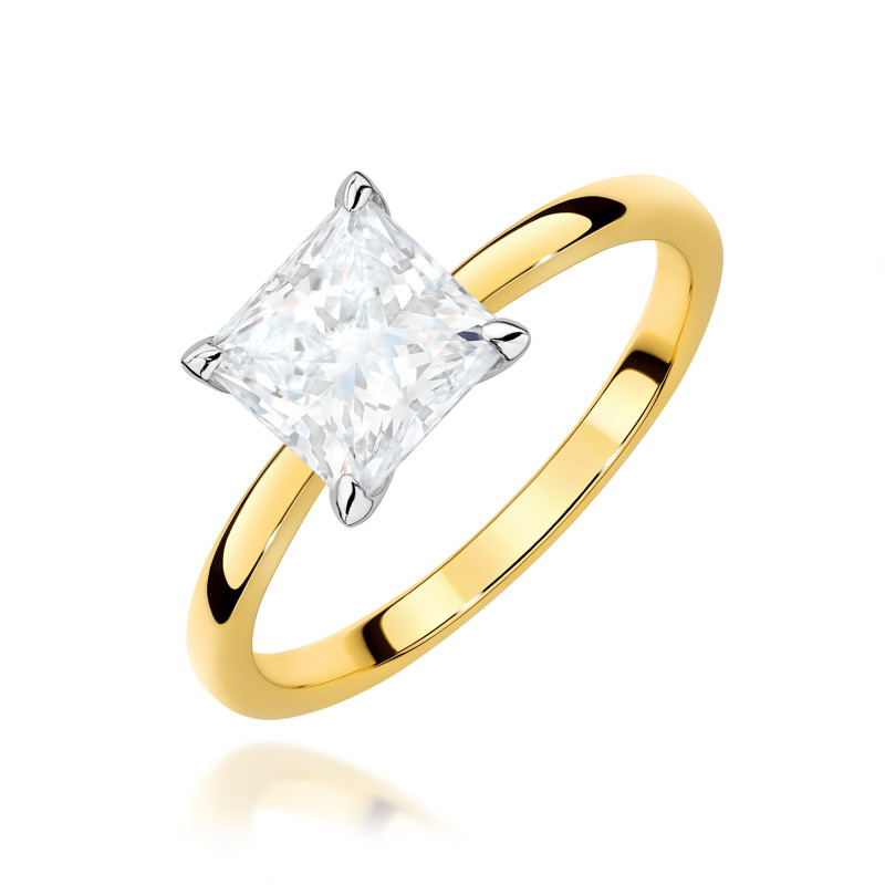 Pierścionek LGD Princess-1,04ct BE W0690-1,04 LAB Au 585 BRYL