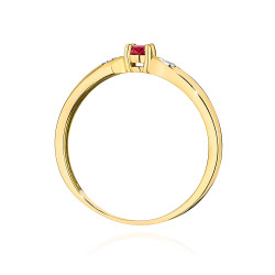 Pierścionek rubin 0,15ct 4łbryl.0,01ct bis BE W-0469 RB okrągły Au 585 BRYL