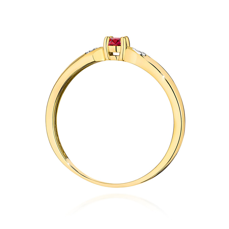 Pierścionek rubin 0,15ct 4łbryl.0,01ct bis BE W-0469 RB okrągły Au 585 BRYL