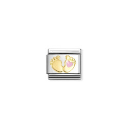 Link stalowy Nomination Composable Classic – Stópki z sercem 030272 85