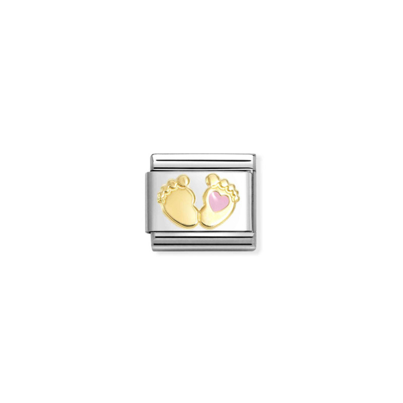 Link stalowy Nomination Composable Classic – Stópki z sercem 030272 85