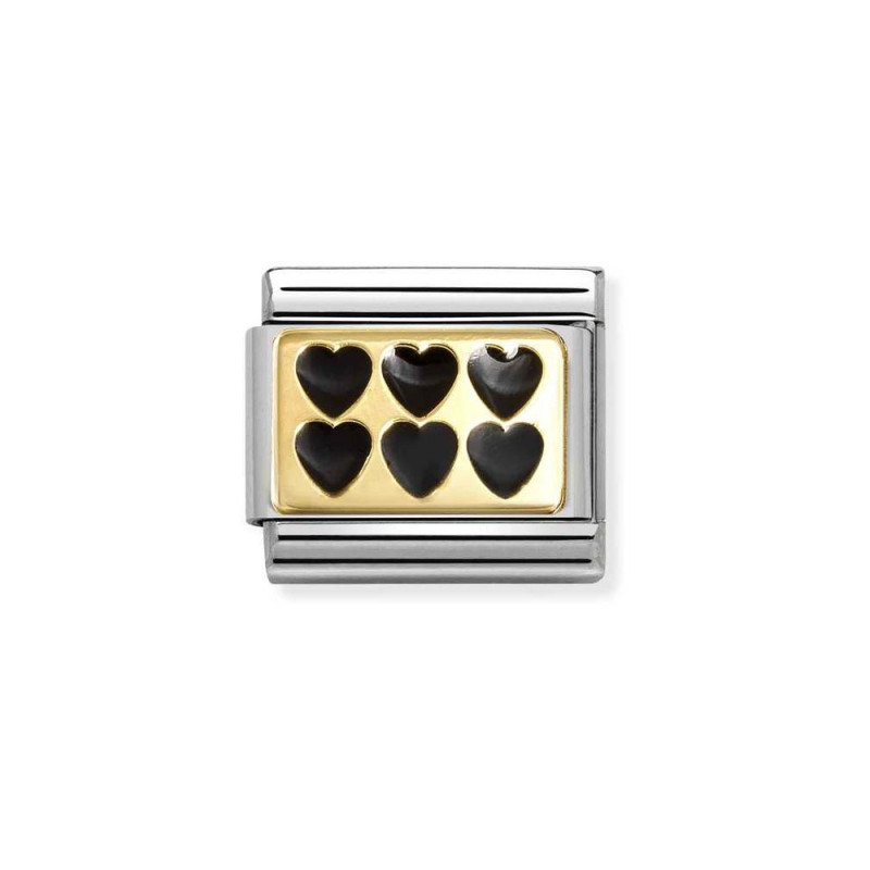 Element stalowy link do bransoletki Nomination Czarne serca dwa rzędy 030284 67