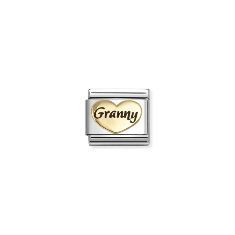 Element link do bransoletki Nomination Serce z napisem Babcia 030285 81 stal i złoto 18 karat