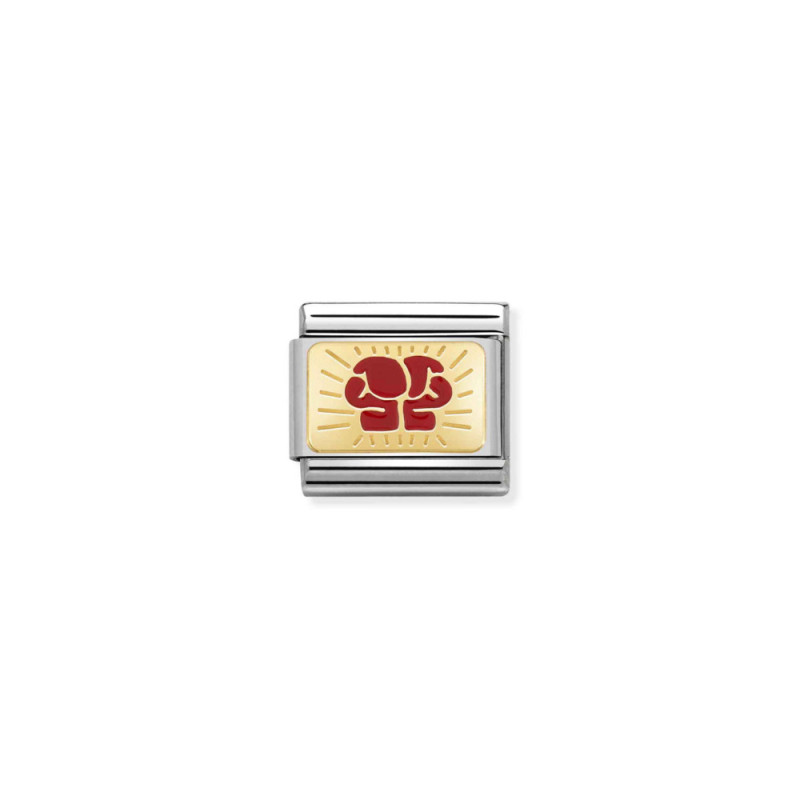 Element link do bransoletki Nomination Rękawice bokserskie 030287 10 stal i złoto 18 karat