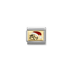 Element link do bransoletki Nomination Bałwan w czapce 030289 12 stal i złoto 18 karat