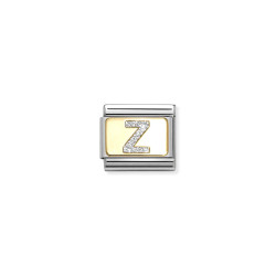 Element link do bransoletki literka Z brokat 030291 26 stal ze złotem 18 karat