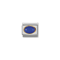 Element Link do bransoletki NOMINATION Composable Lapis Lazuli owal kaboszon 030502 09 stal i złoto 18 karat