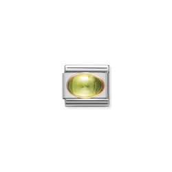 Element link do bransoletki Nomination z Peridotem 030504 05 stal i złoto 18 karat