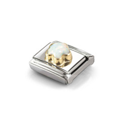 Element link do bransoletki Nomination Kwiat opal 030522-07 stal i złoto 18 karat