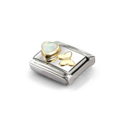 Element link do bransoletki Nomination Serce opal 030523-11 stal i złoto 18 karat
