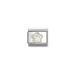 Element link do bransoletki Nomination Kwiat cyrkonia biała 030615-010 stal i złoto 18 karat