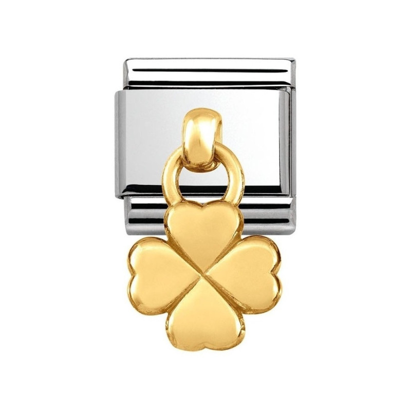 Element link stalowy do bransoletki Nomination CHARMS Złota koniczyna 18 karat 031800 02