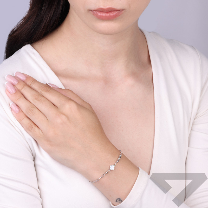 Bransoletka srebrna z masą perłową 925 | Jubiler Sezam