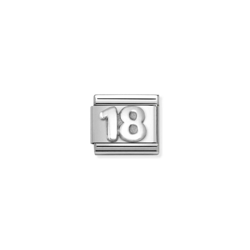 Element link do bransoletki Nomination cyfra 18 model 330101 56 stal i srebro 925
