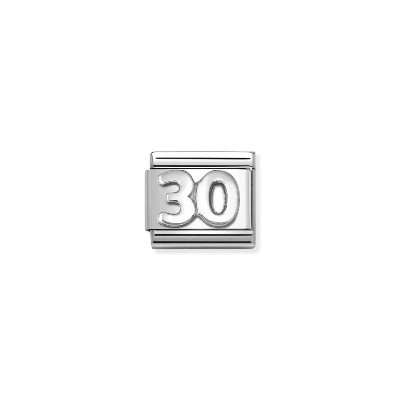 Element link do bransoletki Nomination cyfra 30 model 330101 58 stal i srebro 925