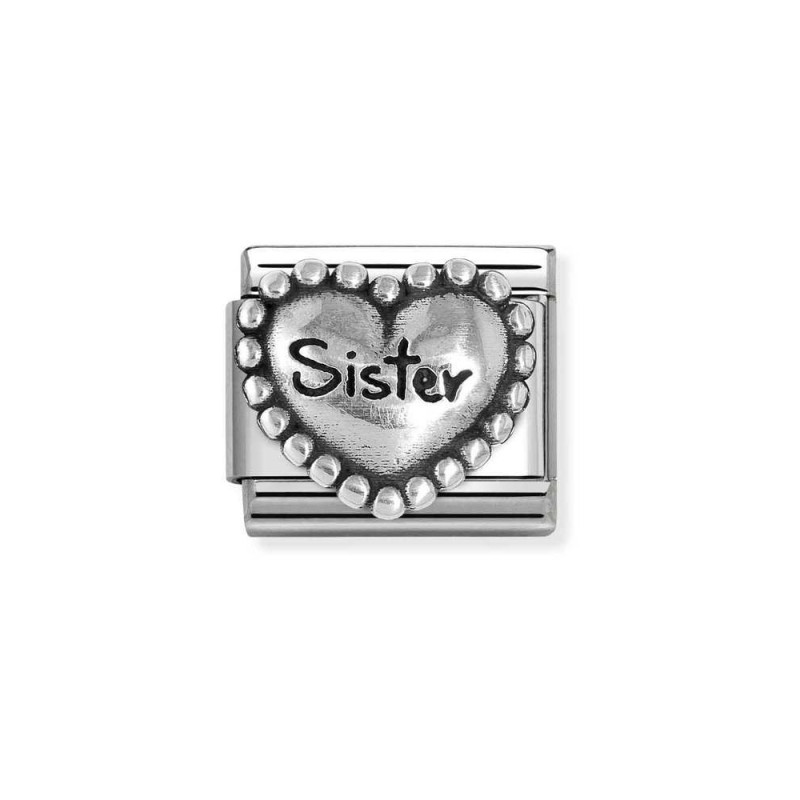 Element link do bransoletki Nomination Serce napis sister 330101 81 stal i srebro 925