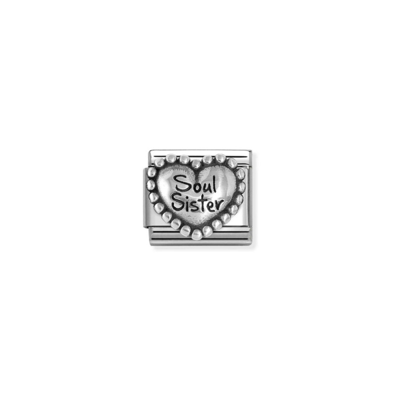 Element link do bransoletki Nomination Serce i napis soul sister 330101 82 stal i srebro 925