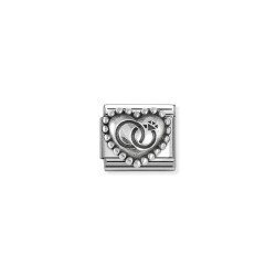 Element link do bransoletki Nomination Serce z obrączkami 330101 90 stal i srebro 925