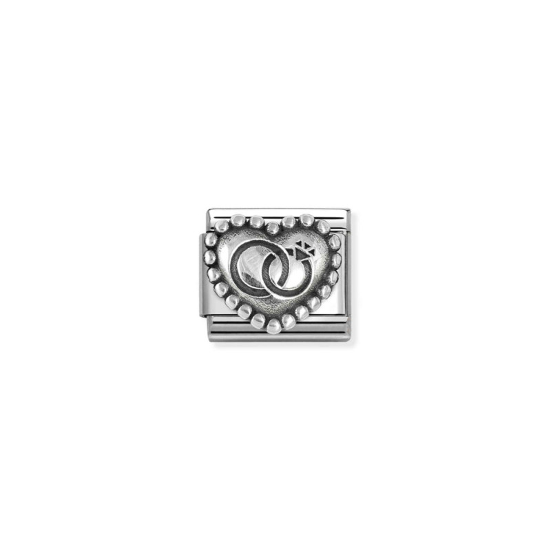 Element link do bransoletki Nomination Serce z obrączkami 330101 90 stal i srebro 925