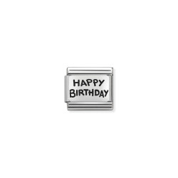 Link do bransoletki Nomination napis Happy birthday 330102 41 stal i srebro 925