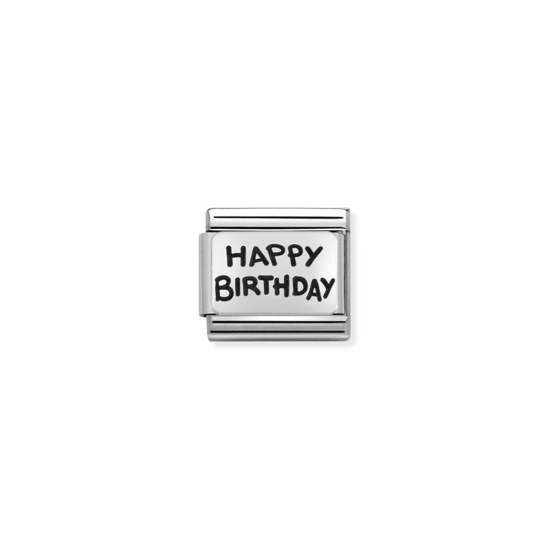 Link do bransoletki Nomination napis Happy birthday 330102 41 stal i srebro 925