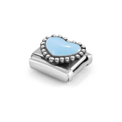 Element link do bransoletki Nomination Niebieskie serce emalia 330204 34 stal i srebro 925