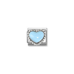Element link do bransoletki Nomination Niebieskie serce emalia 330204 34 stal i srebro 925