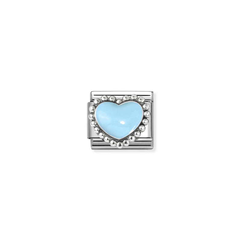 Element link do bransoletki Nomination Niebieskie serce emalia 330204 34 stal i srebro 925