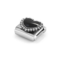 Element link do bransoletki Nomination Czarne serce emalia 330204 38 stal i srebro 925