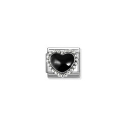 Element link do bransoletki Nomination Czarne serce emalia 330204 38 stal i srebro 925