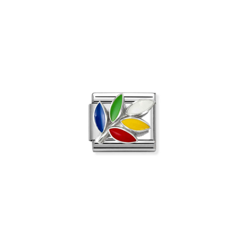 Element link do bransoletki Nomination Gałązka oliwna mix kolor 330204 41 stal i srebro 925