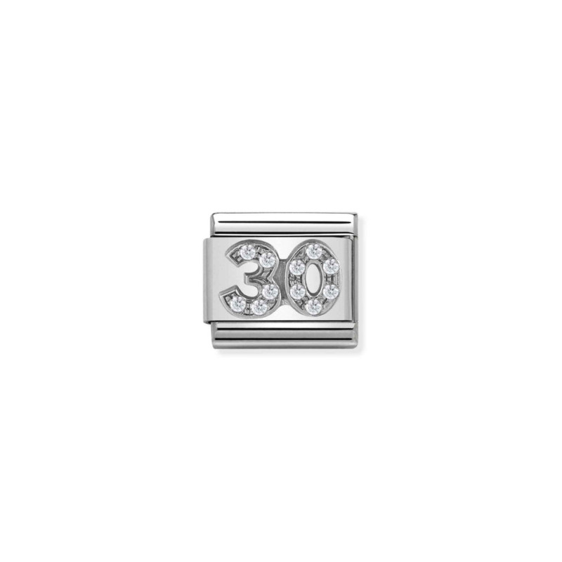 Element link do bransoletki Nomination cyfra 30 z cyrkoniami 330304 21 stal i srebro 925